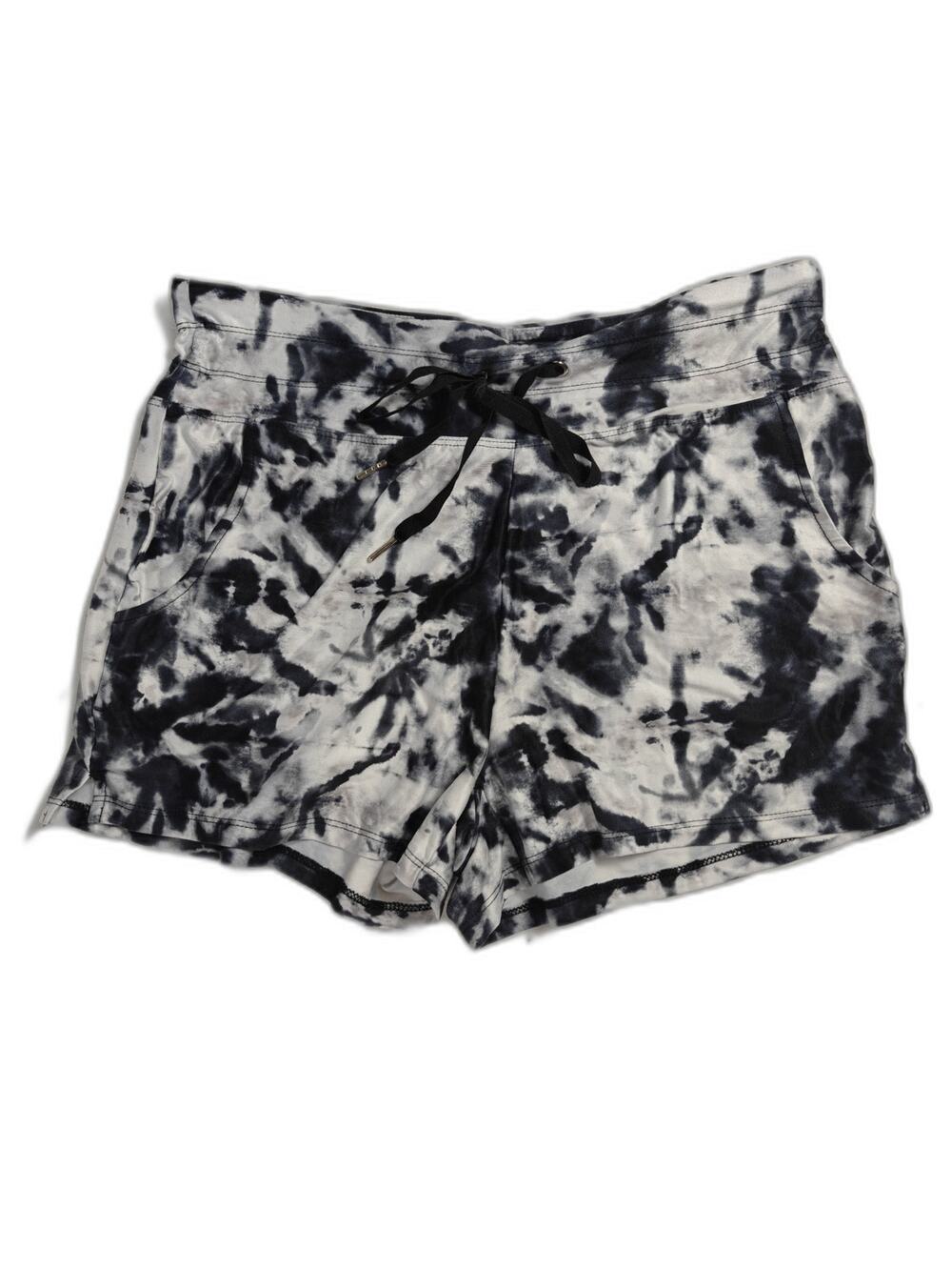 Womens Marika Athletic Shorts Black White Tie Dye Size Large
